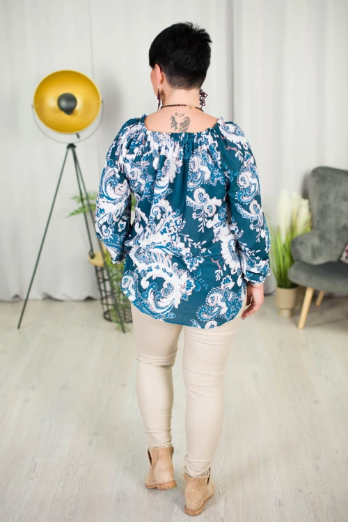 Elegancka Bluzka STELLA wzór niebieska Plus Size 44-52