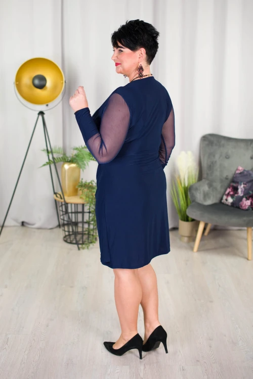 Sukienka z kopertowym założeniem ALIS granatowa Plus Size 44-52