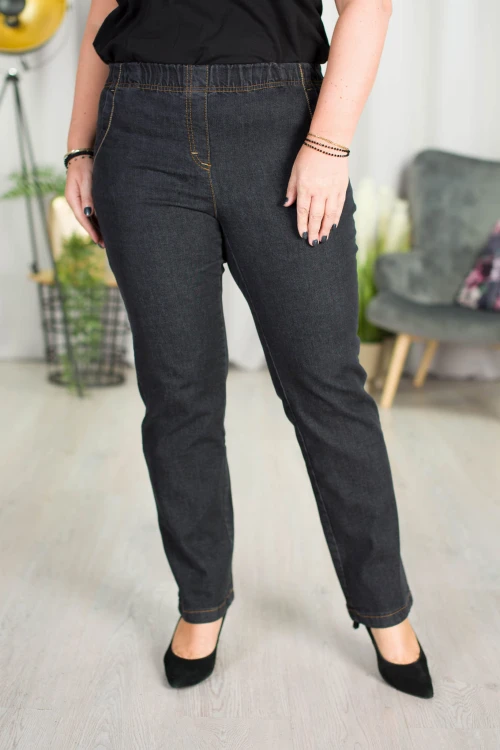 Spodnie w gumę z prostą nogawką JEANGA 02 grafit Plus Size 42-60