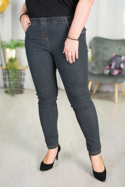 Spodnie jeans w gumę slim fit JEANGA 01 grafit Plus Size 42-60
