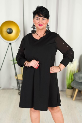 Sukienka trapezowa SCARLET czarna Plus Size 46/50