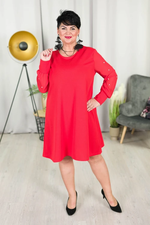 Sukienka trapezowa SCARLET czerwona Plus Size 46/50