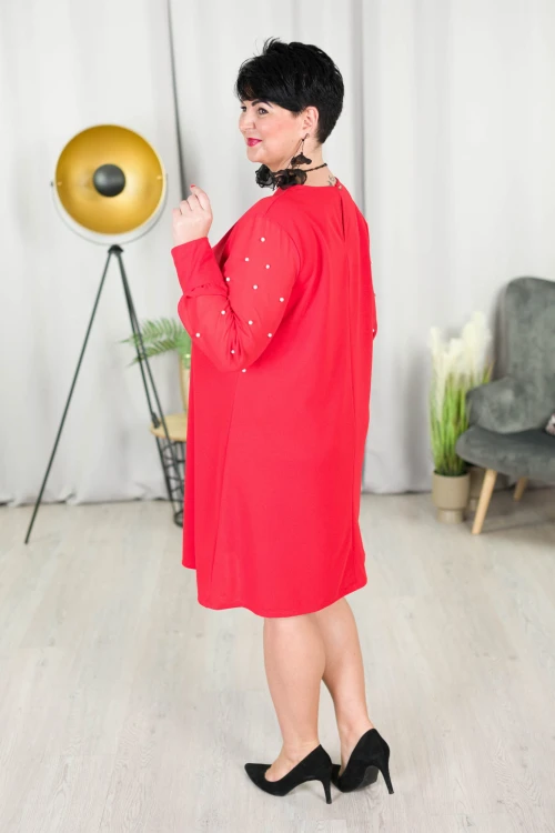 Sukienka trapezowa SCARLET czerwona Plus Size 46/50