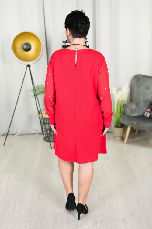 Sukienka trapezowa SCARLET czerwona Plus Size 46/50
