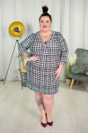 Sukienka trapezowa LARYSA pepitka Plus Size 44-54