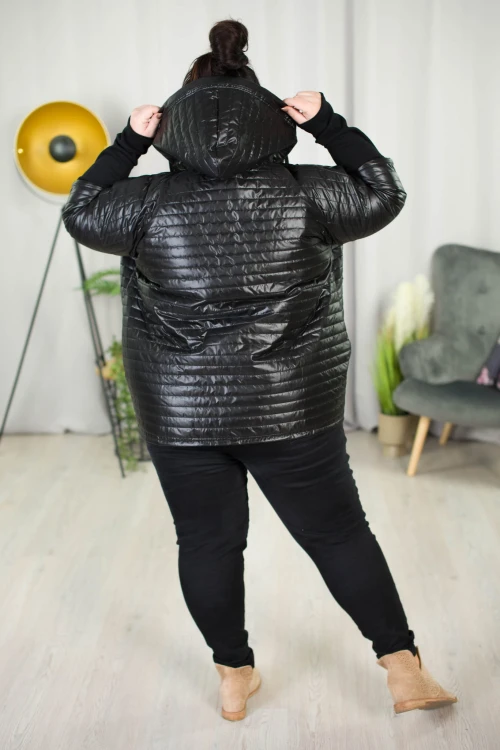 Wiosenna krótka Kurtka NAZAR black Plus Size 44-52