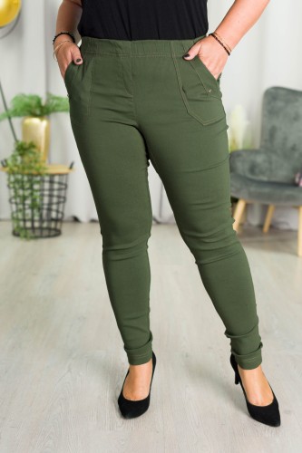 Spodnie w gumkę MIKSA DŁUGIE 09 wysoki stan khaki Plus Size 42-60