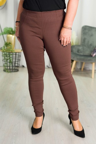 Spodnie w gumkę MIKSA DŁUGIE 07 wysoki stan brąz Plus Size 42-64