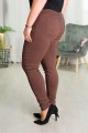 Spodnie w gumkę MIKSA DŁUGIE 07 wysoki stan brąz Plus Size 42-64