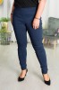 Spodnie w gumkę MIKSA DŁUGIE 07 wysoki stan granat Plus Size 42-64