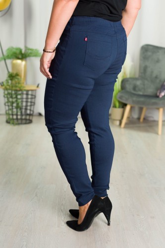 Spodnie w gumkę MIKSA DŁUGIE 07 wysoki stan granat Plus Size 42-64
