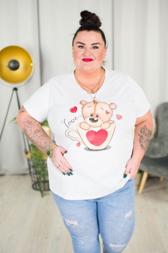 T-Shirt Bluzka biała STIVI Miś 42-54