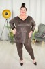 Legginsy imitujące eko-skórkę MARIA czekoladowe Plus Size 50-56