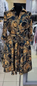 Sukienka z paskiem HESTIA złota Plus Size 44-52
