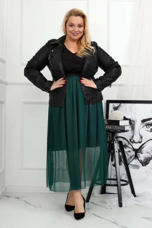 Tiulowa Spódnica VERONA butelkowa zieleń Plus Size 44/56