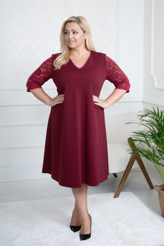 Elegancka Sukienka EVE bordo plus size 44-56