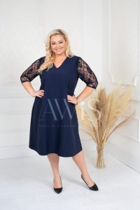 Elegancka Sukienka EVE granatowa Plus Size 44-56