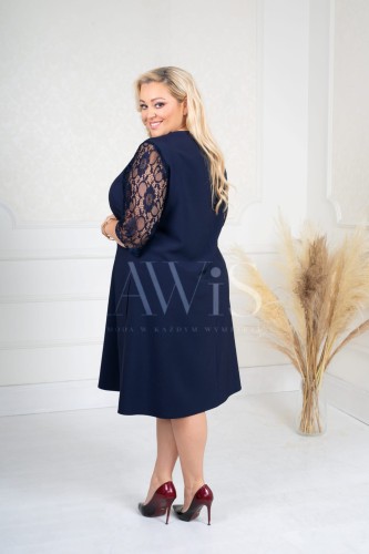 Elegancka Sukienka EVE granatowa Plus Size 44-56