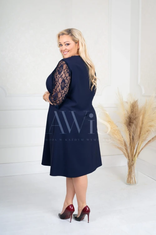 Elegancka Sukienka EVE granatowa Plus Size 44-56