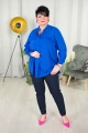 Dłuższa Koszula ze stójką ERIKA gładka chaber Plus Size 44-52