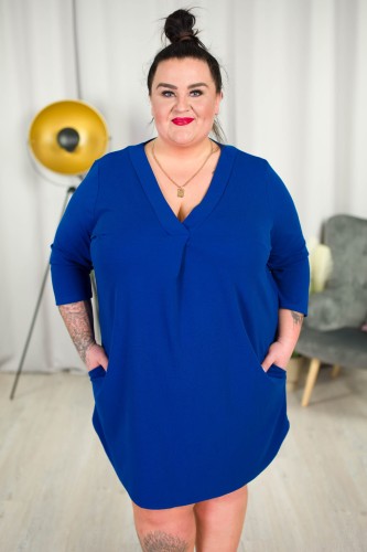 Sukienka trapezowa LARYSA chaber Plus Size 44-52
