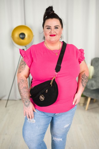 T-shirt z falbankami LADY fuksja Plus Size 42-52