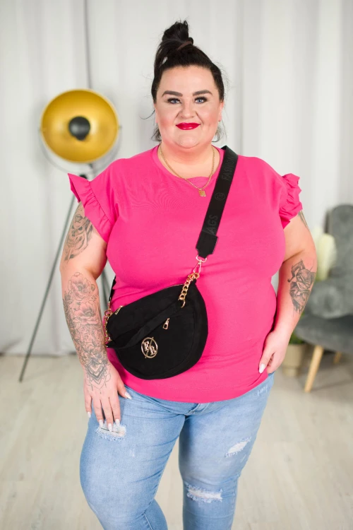 T-shirt z falbankami LADY fuksja Plus Size 42-52