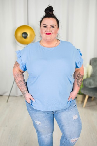 T-shirt z falbankami LADY baby blue Plus Size 42-52