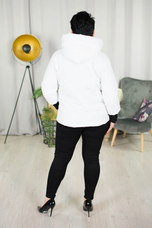 Krótka Kurtka pikowana NAZAR biała Plus Size 44-50