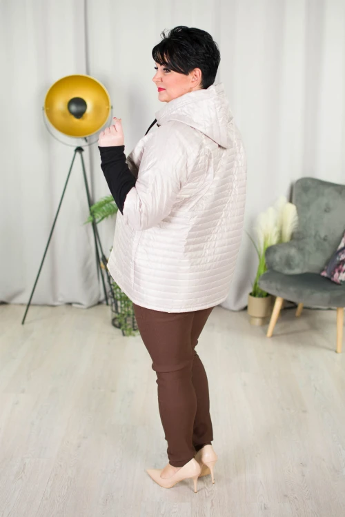 Krótka Kurtka pikowana NAZAR beż Plus Size 44-52