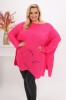 Ażurowy Sweter Oversize ELISE fuksja Plus Size 46/54