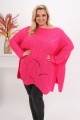 Ażurowy Sweter Oversize ELISE fuksja Plus Size 46/54