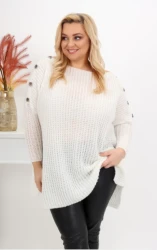 Sweter z guzikami Oversize CANDY biały Plus Size 46/54