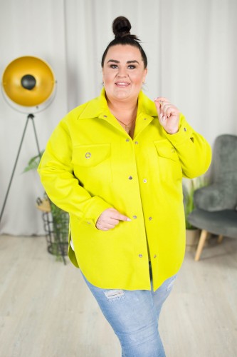 Kurtka wiosenna o kroju koszuli MARIKA limonka Plus Size 42-54