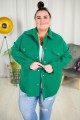 Kurtka wiosenna o kroju koszuli MARIKA zielona Plus Size 42-54