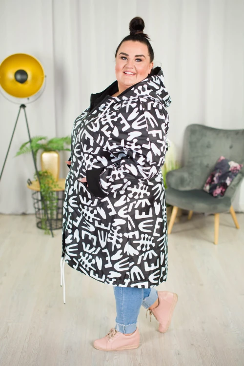 Wiosenna Parka Wiatrówka LIZA czarno-biały Plus Size 42-54