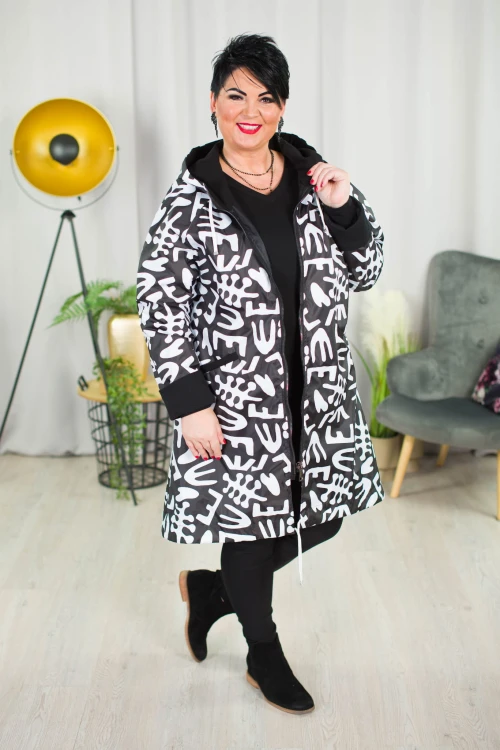 Wiosenna Parka Wiatrówka LIZA czarno-biały Plus Size 42-54