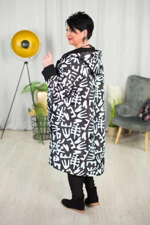 Wiosenna Parka Wiatrówka LIZA czarno-biały Plus Size 42-54