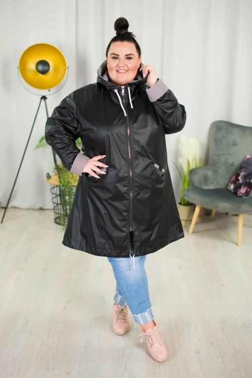 Wiosenna Parka Wiatrówka LIZA czarna Plus Size 42-56