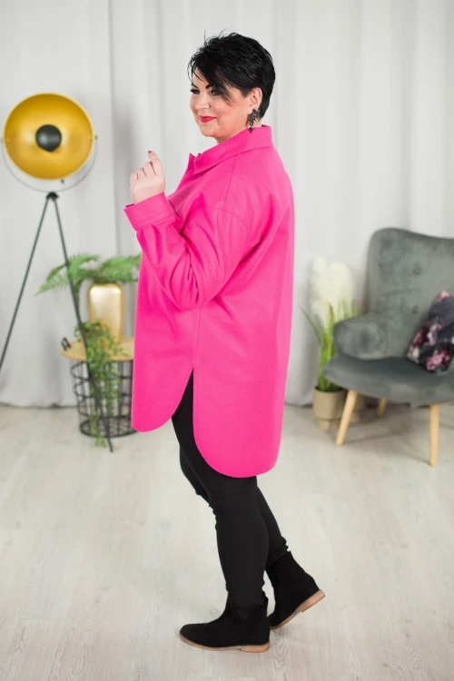 Kurtka wiosenna o kroju koszuli MARIKA różowa Plus Size 42-54