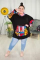 Bluza Kangurka Oversize czarna AWAY oczy Plus Size 48-58