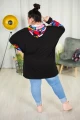 Bluza Kangurka Oversize czarna AWAY oczy Plus Size 48-58
