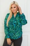 Koszula z krawatką RUDE zielony wzór Plus Size 44-58