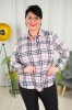Koszula VISLEY beż kratka Plus Size 44-52