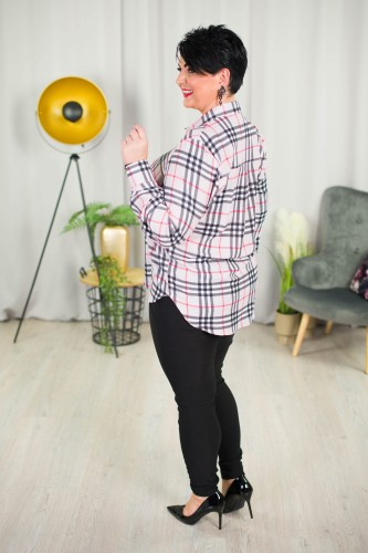 Koszula VISLEY beż kratka Plus Size 44-52