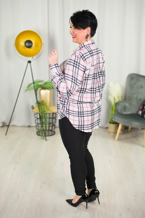 Koszula VISLEY beż kratka Plus Size 44-52