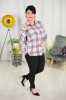 Koszula VISLEY beż kratka Plus Size 44-52