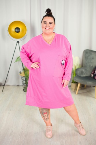 Sukienka Tuba ALICJA różowa Plus Size 48-58