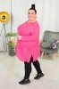 Ażurowy Sweter Oversize ELISE fuksja Plus Size 46/54