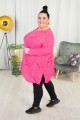 Ażurowy Sweter Oversize ELISE fuksja Plus Size 46/54